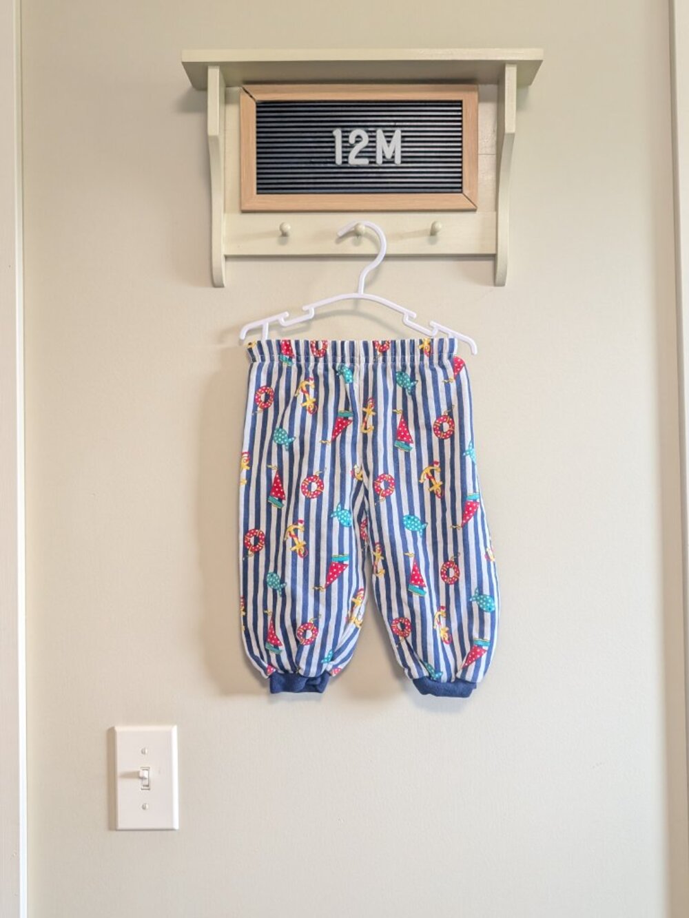 VTG Baby Dior Nautical Striped Terry Cloth Jogger Pants
